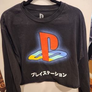 Playstation Long-Sleeved Crop Top T- shirt